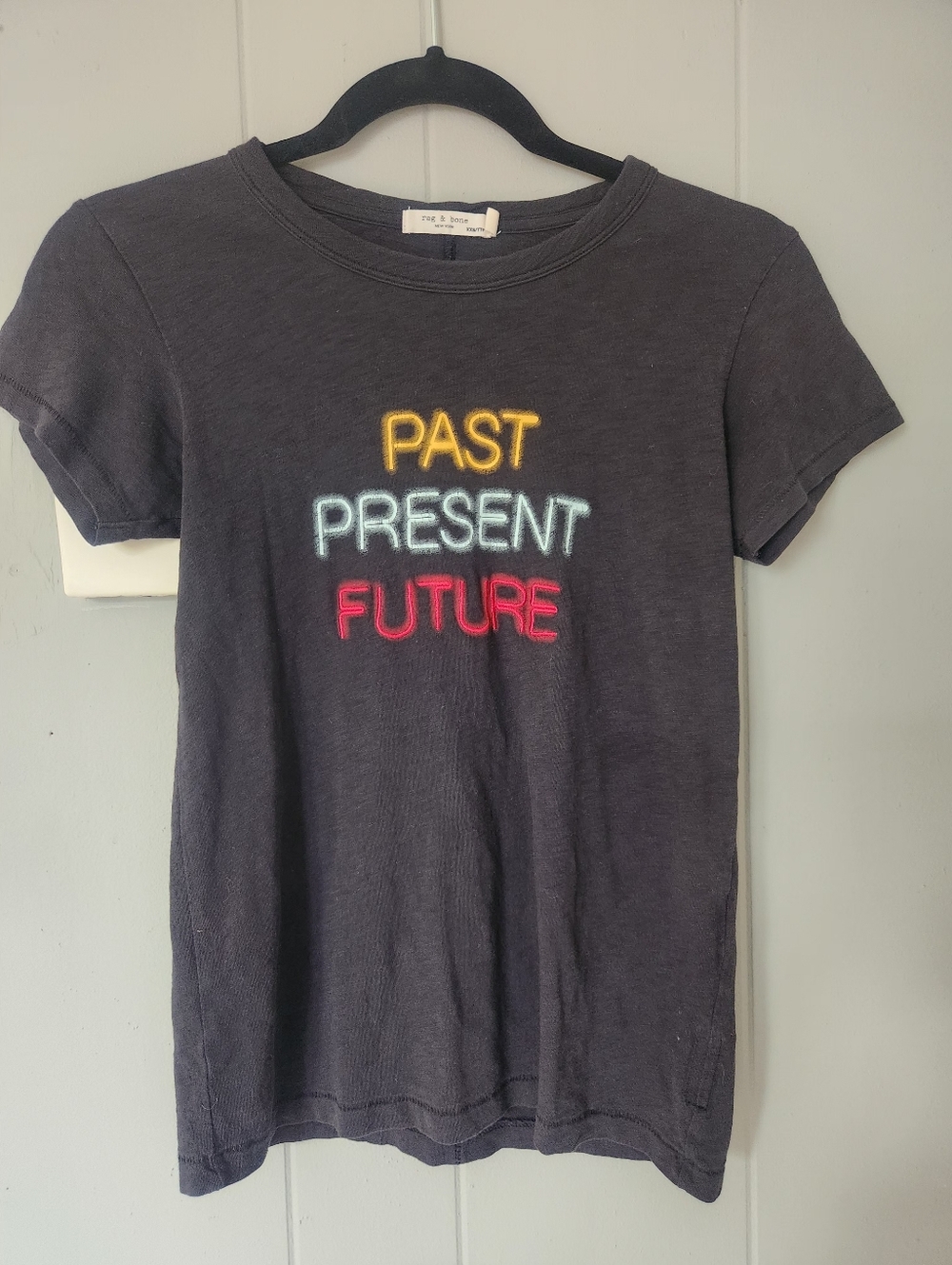 Rag And Bone Women's Charcoal 'Past Present Future' Graphic Tee